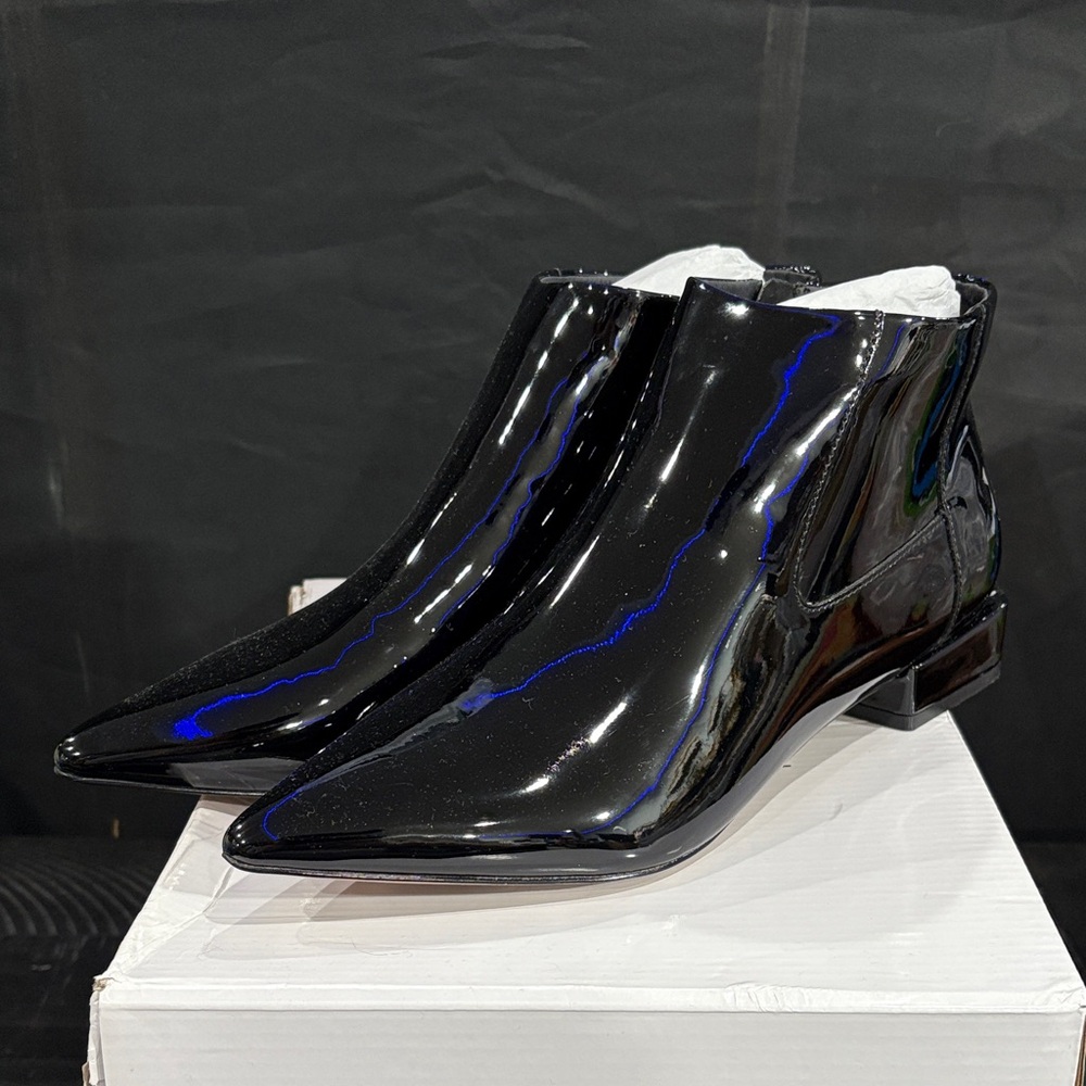 VHNY Black Patent Pointed Ankle Boots - New without box